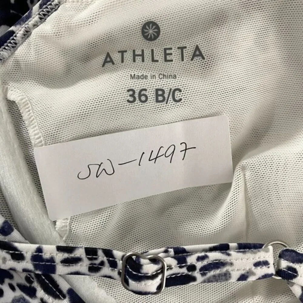 Athleta Zimbabwe High Neck‎ Swim Dress Leopard Sleeveless Women's Size 36 B/C